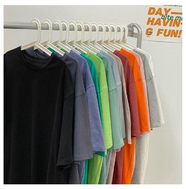 100% Cotton Five Half Sleeve Men's Women Summer T-shirt Loose Short-sleeved Casual Basic Shirt O Neck Solid Color Oversize - Image 3