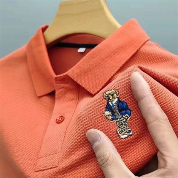 2022 Summer Bear embroidery Polo Shirts High Quality Men's Short-sleeved Lapel polo T-shirt hombre Casual polos para Tee Tops - Image 2