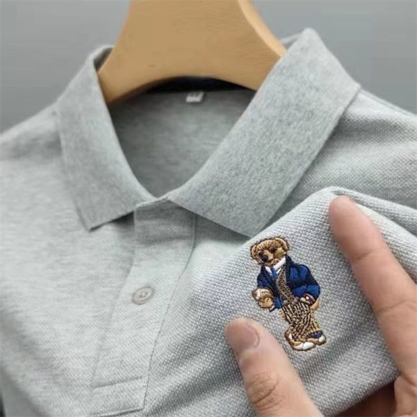 2022 Summer Bear embroidery Polo Shirts High Quality Men's Short-sleeved Lapel polo T-shirt hombre Casual polos para Tee Tops - Image 4