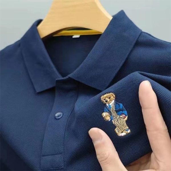 2022 Summer Bear embroidery Polo Shirts High Quality Men's Short-sleeved Lapel polo T-shirt hombre Casual polos para Tee Tops - Image 5