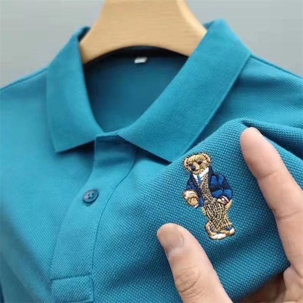 2022 Summer Bear embroidery Polo Shirts High Quality Men's Short-sleeved Lapel polo T-shirt hombre Casual polos para Tee Tops - Image 6