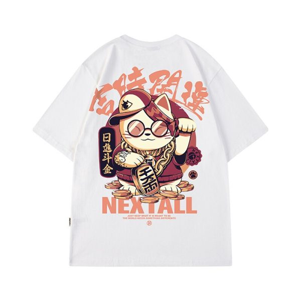 2023 Summer Men Kawaii Lucky Cat Printed T Shirt Homme Short Sleeve Hip Hop Streetwear T-Shirts Japanese Fashion Y2K Tee Shirt - Image 5