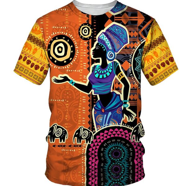 African men's T-shirt summer new O collar short sleeve T-shirt plus size casual men retro style 3D printed big stone clothes top - Image 3