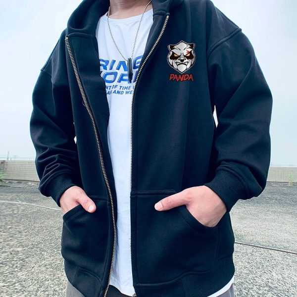 Autumn Grumpy Panda Print Hoodie Sweatshirt Male Zip Up Hoodies Streetwear Hip Hop Hooded Coat Harajuku Fashion Loose Outwear - Image 2