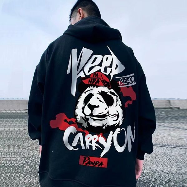 Autumn Grumpy Panda Print Hoodie Sweatshirt Male Zip Up Hoodies Streetwear Hip Hop Hooded Coat Harajuku Fashion Loose Outwear - Image 4