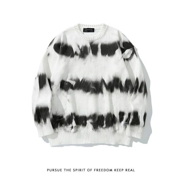 Autumn Hip Hop Harajuku Fashion Striped Sweater Vintage Clothes Pullovers Knitted Sweaters Loose Casual Knit Tops Streetwear - Image 4