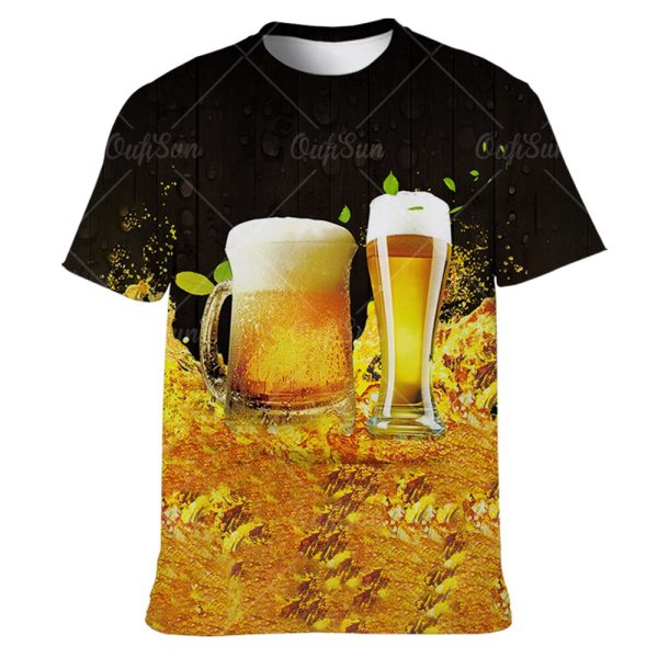 Beer 3D Print Men's T-shirts Summer Polyester O-Neck Breathable Short Sleeve Loose Tops Tees Oversized T Shirt Men Clothing 6XL - Image 3