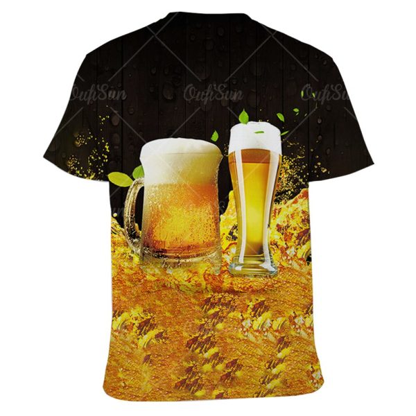 Beer 3D Print Men's T-shirts Summer Polyester O-Neck Breathable Short Sleeve Loose Tops Tees Oversized T Shirt Men Clothing 6XL - Image 4