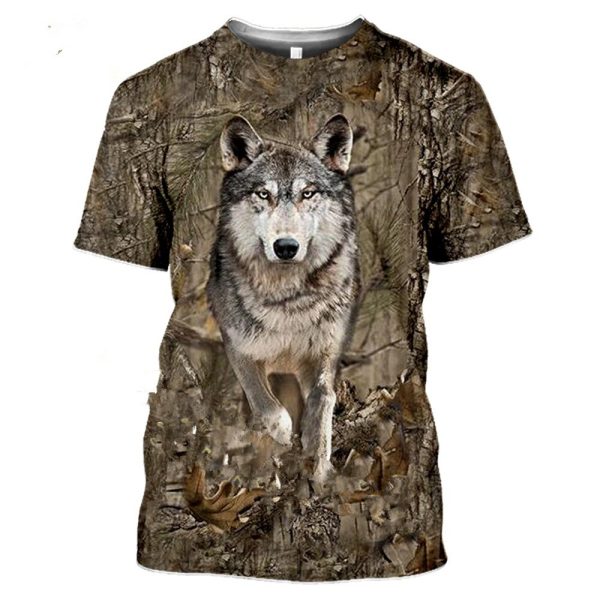 Camouflage hunting animals wild boar 3D T-shirt summer leisure men's T-shirt fashion street women's pullover short sleeve jacket - Image 2