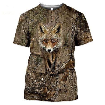 Camouflage hunting animals wild boar 3D T-shirt summer leisure men's T-shirt fashion street women's pullover short sleeve bird