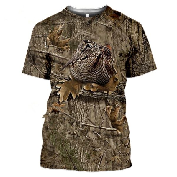Camouflage hunting animals wild boar 3D T-shirt summer leisure men's T-shirt fashion street women's pullover short sleeve bird - Image 3
