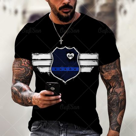 Classic Route 66 Summer New Men's T-shirt Oversized Loose Top Retro Short Sleeve Fashion 66 Letter Printing O-neck Men's T-shirt