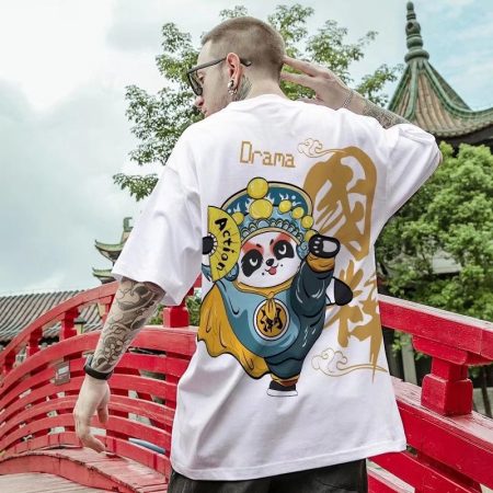 Drama Panda Graphic Printed Men T-Shirts 2023 Summer Y2K Streetwear Short Sleeve T-shirt Mens Casual Oversized Tee Shirt homme