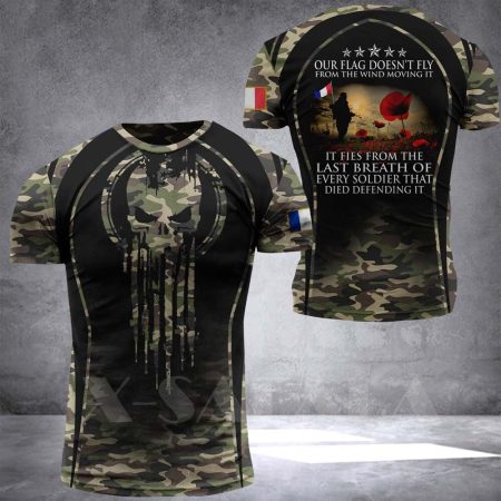 France Soldier-ARMY-VETERAN Country Flag 3D Printed High Quality Milk Fiber T-shirt Summer Round Neck Men Female Casual Top-2
