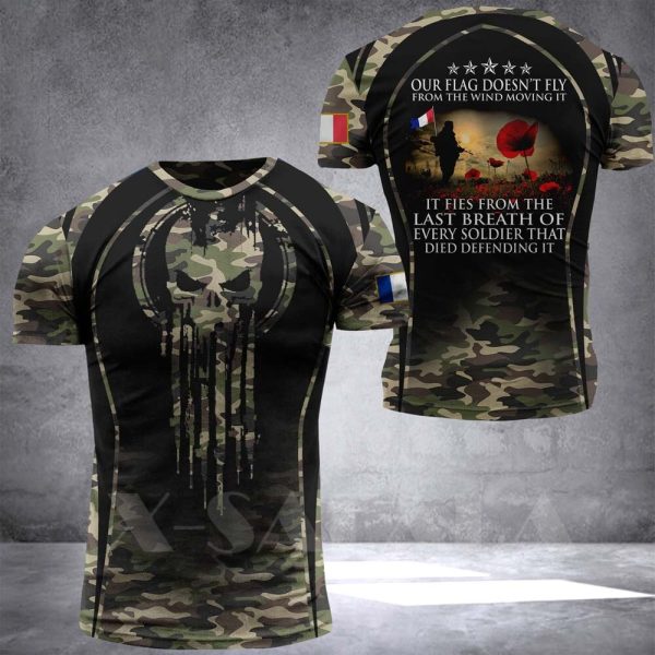France Soldier-ARMY-VETERAN Country Flag 3D Printed High Quality Milk Fiber T-shirt Summer Round Neck Men Female Casual Top-2