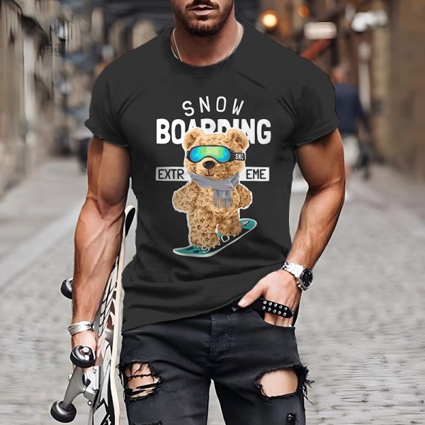 Funny Baby Bear Printing T Shirt For Men Fashion Hip Hop Harajuku Short Sleeve Tops Casual O-neck Oversized T-shirt Streetwear - Image 2