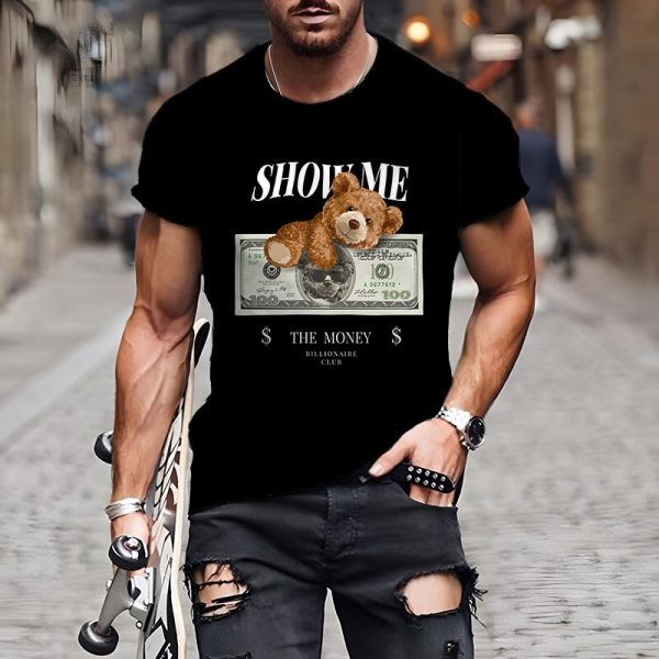 Funny Baby Bear Printing T Shirt For Men Fashion Hip Hop Harajuku Short Sleeve Tops Casual O-neck Oversized T-shirt Streetwear - Image 5