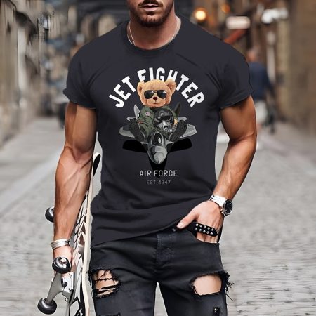 Funny Baby Bear Printing T Shirt For Men Fashion Hip Hop Harajuku Short Sleeve Tops Casual O-neck Oversized T-shirt Streetwear