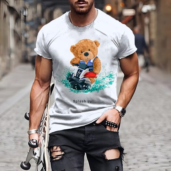 Funny Baby Bear Printing T Shirt For Men Fashion Hip Hop Harajuku Short Sleeve Tops Casual O-neck Oversized T-shirt Streetwear - Image 6
