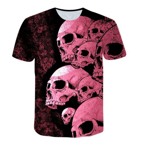 Funny skull T-shirt men's 3D printing short-sleeved shirt casual breathable O-neck street trend men's punk oversized T-shirt 6XL
