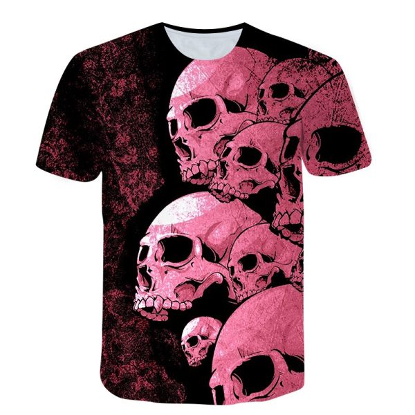 Funny skull T-shirt men's 3D printing short-sleeved shirt casual breathable O-neck street trend men's punk oversized T-shirt 6XL