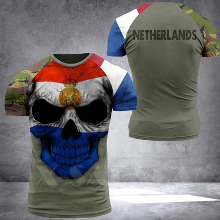 Germany NETHERLANDS-ARMY-VETERAN Flag 3D Printed High Quality Milk Fiber T-shirt Summer Round Neck Men Female Casual Top shirts
