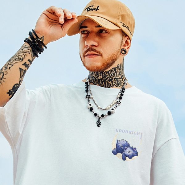 Good Night Bear Print T-Shirts For Men Summer Hip Hop Short Sleeve Tee Shirts Homme Funny Fashion Tshirt Streetwear Y2k Clothes - Image 3