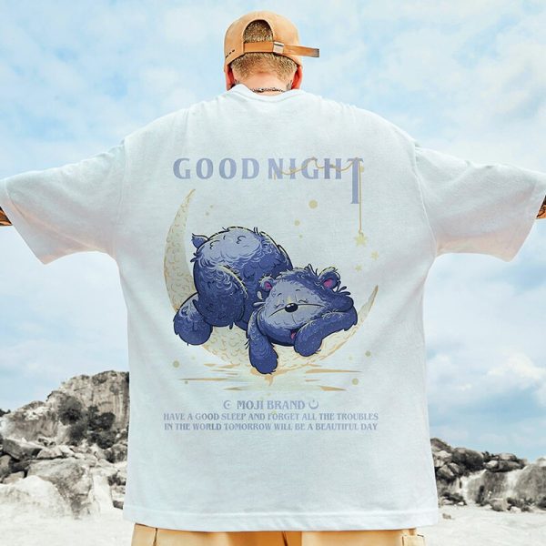 Good Night Bear Print T-Shirts For Men Summer Hip Hop Short Sleeve Tee Shirts Homme Funny Fashion Tshirt Streetwear Y2k Clothes - Image 4