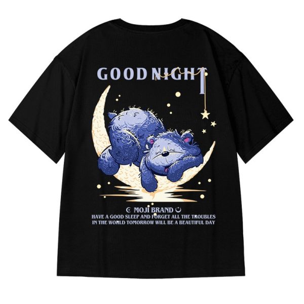 Good Night Bear Print T-Shirts For Men Summer Hip Hop Short Sleeve Tee Shirts Homme Funny Fashion Tshirt Streetwear Y2k Clothes - Image 5