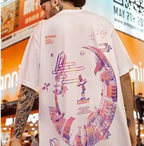 High Street Graffiti T Shirt For Men Hip Hop Fashion Graphic Print Tee Tops 2023 Summer Casual Y2K Streetwear Oversize Tshirt - Image 5