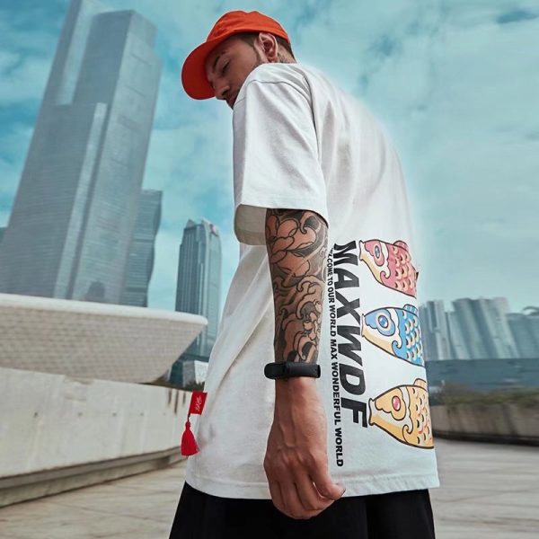 Japanese Carp Flag Funny Printed Men Hip Hop T shirts 2022 Summer Man Casual Short Sleeve Tops Tees Harajuku Male Y2K Tshirts - Image 3