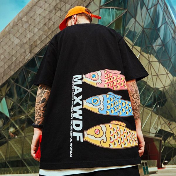 Japanese Carp Flag Funny Printed Men Hip Hop T shirts 2022 Summer Man Casual Short Sleeve Tops Tees Harajuku Male Y2K Tshirts - Image 5