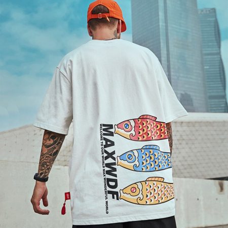 Japanese Carp Flag Funny Printed Men Hip Hop T shirts 2022 Summer Man Casual Short Sleeve Tops Tees Harajuku Male Y2K Tshirts