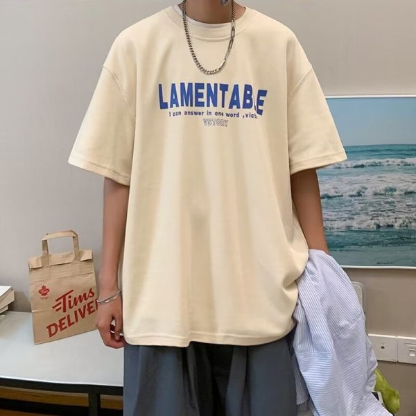 Landscape Graphic Print T Shirt For Men Summer Streetwear Letter Cotton Short Sleeve Tops Hip Hop Fashion Y2K Oversize T-Shirt - Image 2