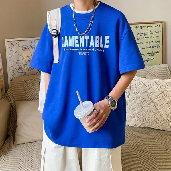 Landscape Graphic Print T Shirt For Men Summer Streetwear Letter Cotton Short Sleeve Tops Hip Hop Fashion Y2K Oversize T-Shirt - Image 6