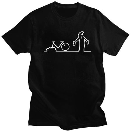 Male Funny La Linea Bike Amazing T Shirts Short Sleeved Cotton Tshirt Unique T-shirt Leisure Animation Comedy Tee Tops Apparel