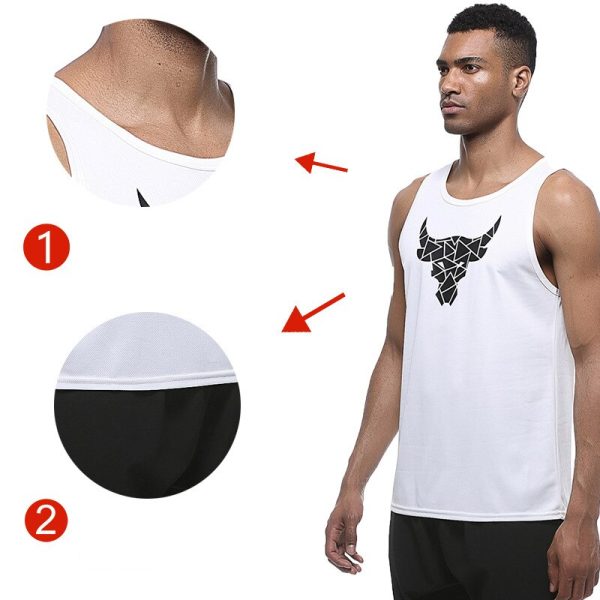 Men's Bull head Print Tank Top gym shirt clothing Breathable Basketball Training Sportswear Outdoor quick-drying Fitness vest - Image 2
