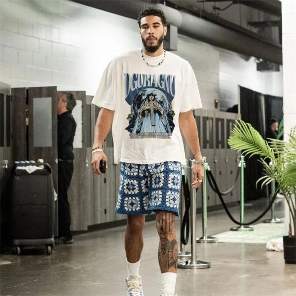 Summer Men's American Retro T-Shirt Gothic Cross Printed Cotton Short Sleeve Tshirt Couples Hip Hop Y2K Streetwear Tee Shirts - Image 2