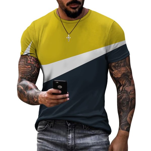 Summer cool sport style design model splicing print short sleeve shirt simple leisure breathable men's T-shirt men woman shirt - Image 2
