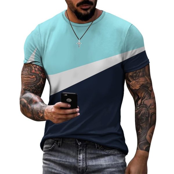 Summer cool sport style design model splicing print short sleeve shirt simple leisure breathable men's T-shirt men woman shirt - Image 3