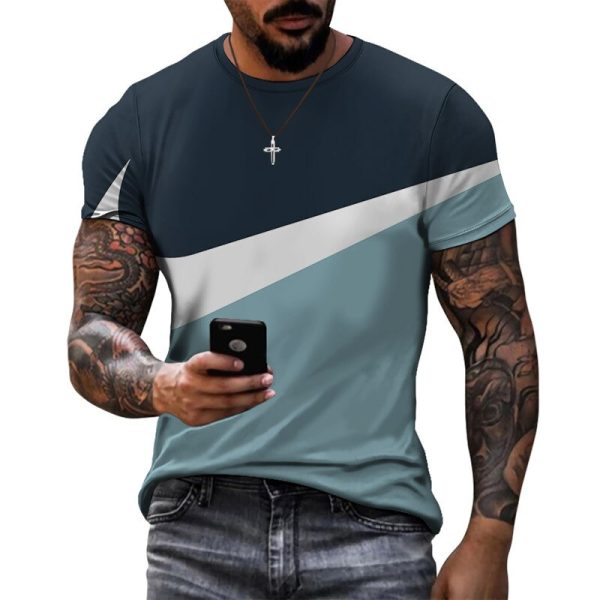 Summer cool sport style design model splicing print short sleeve shirt simple leisure breathable men's T-shirt men woman shirt - Image 4