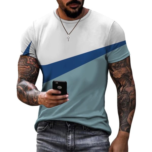 Summer cool sport style design model splicing print short sleeve shirt simple leisure breathable men's T-shirt men woman shirt - Image 5