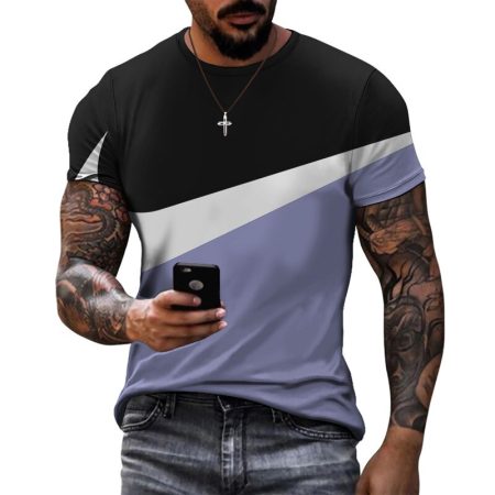 Summer cool sport style design model splicing print short sleeve shirt simple leisure breathable men's T-shirt men woman shirt