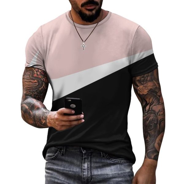Summer cool sport style design model splicing print short sleeve shirt simple leisure breathable men's T-shirt men woman shirt - Image 6