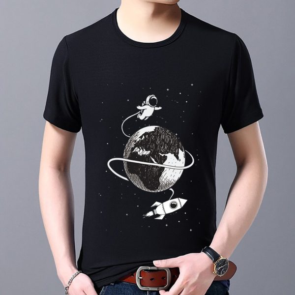 T-shirt Men 2022 New Summer Harajuku Round Neck Short Sleeve Top All-match Astronaut Print Shirts Tee Casual Comfortable Tshirts - Image 2