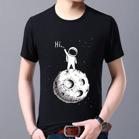 T-shirt Men 2022 New Summer Harajuku Round Neck Short Sleeve Top All-match Astronaut Print Shirts Tee Casual Comfortable Tshirts