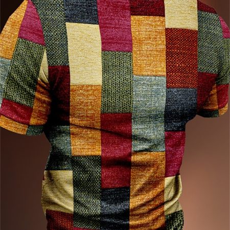 Vintage Men's T-shirt 3d Cotton Patchwork Print T Shirt Oversized Casual Short-sleeved Summer Streetwear Men Clothing Tees Tops
